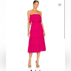 Pink strapless midi dress - S
